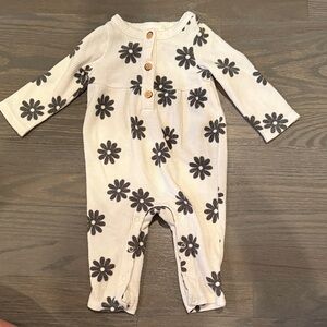 Floral Button-Up Baby Waffle Knit Romper
